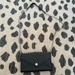 Rebecca Minkoff Black and Silver Quilted Clutch